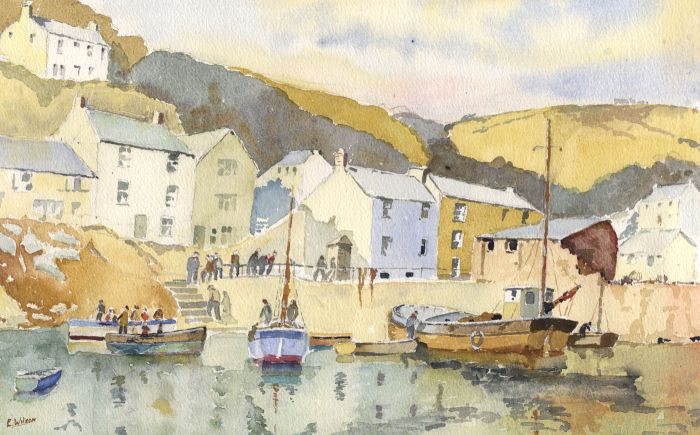 E. Wilson - Signed Mid 20th Century Watercolour, Polperro Harbour Cornwall