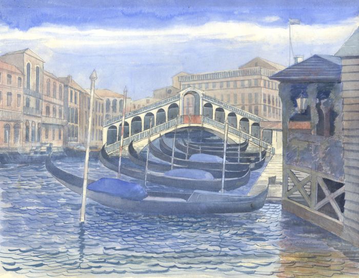 Conrad Custerson - Signed Mid 20th Century Watercolour, Rialto Bridge, Venice
