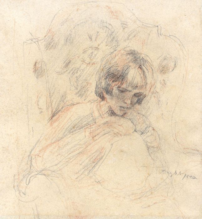 Maurice Feild (1905-1988) - Mid 20th Century Graphite Drawing, Girl Sewing