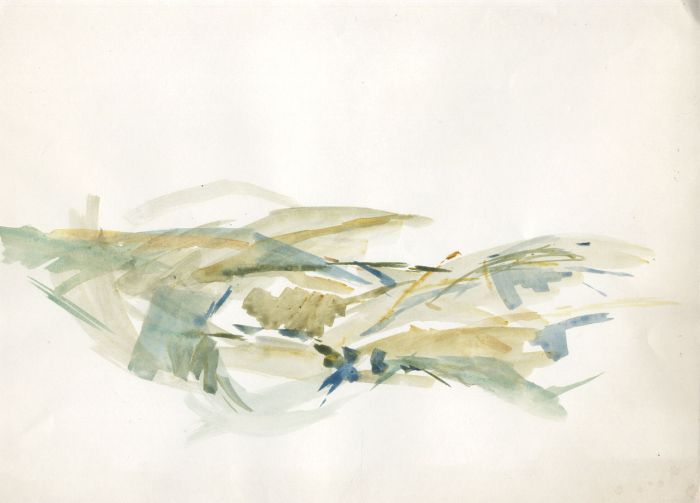 Birgit Skiold (1923-1982) - Watercolour, Green and Yellow Abstraction