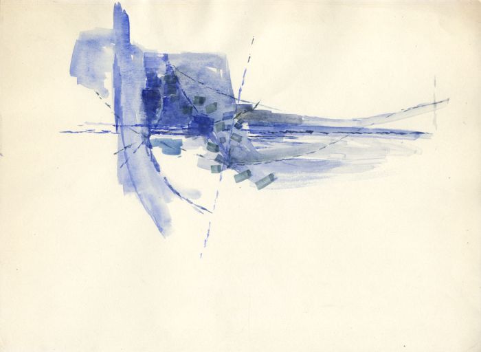 Birgit Skiold (1923-1982) - Watercolour, Blue Abstraction