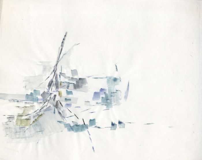Birgit Skiold (1923-1982) - Watercolour, Green and Grey Abstraction
