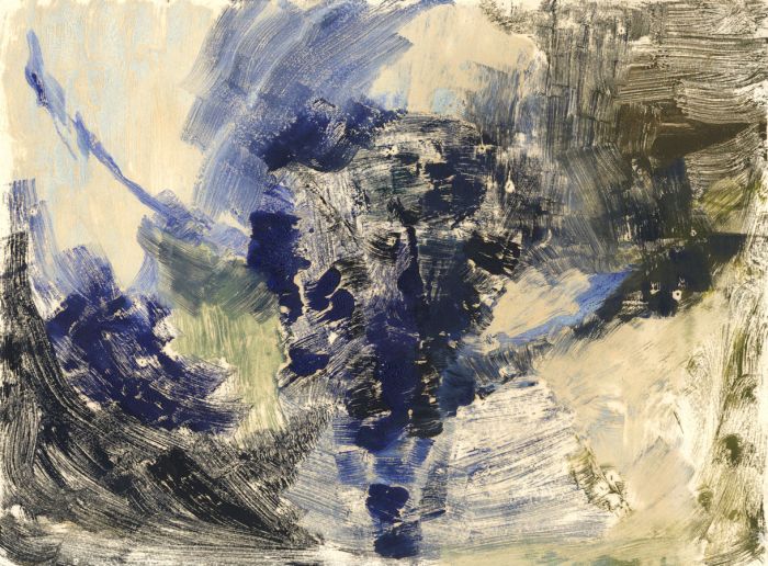 Birgit Skiold (1923-1982) - Mid 20th Century Monotype, Composition in Blue