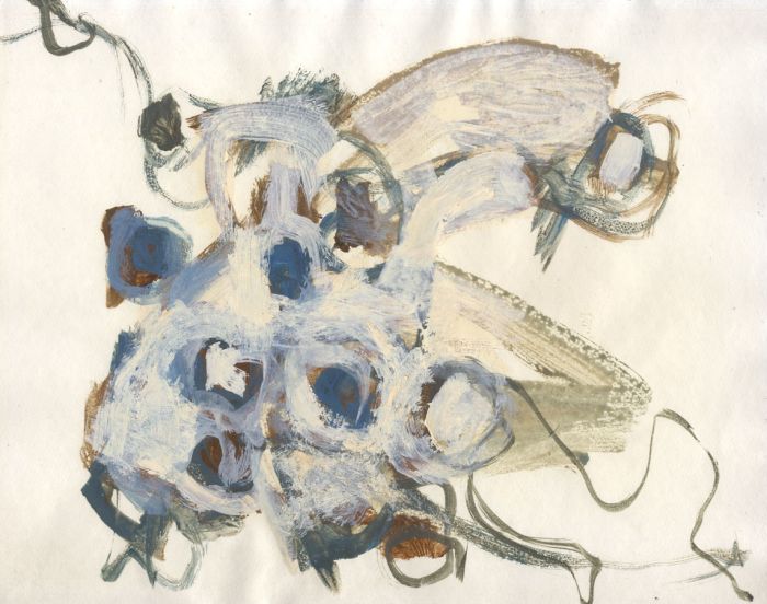 Birgit Skiold (1923-1982) - Mid 20th Century Gouache, Abstraction in Blue