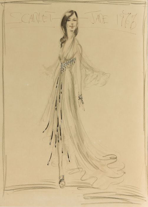 Berkeley Sutcliffe (1918-1979)- 1976 Mixed Media, Costume Design, "Scarlet Jade"
