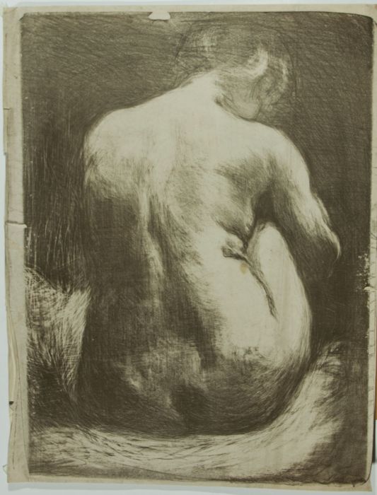 Louise C. Blair (b.1958) - Large Contemporary Linoprint, Hunched Nude