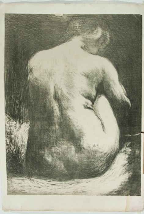 Louise C. Blair (b.1958) - Large Contemporary Linoprint, Hunched Nude
