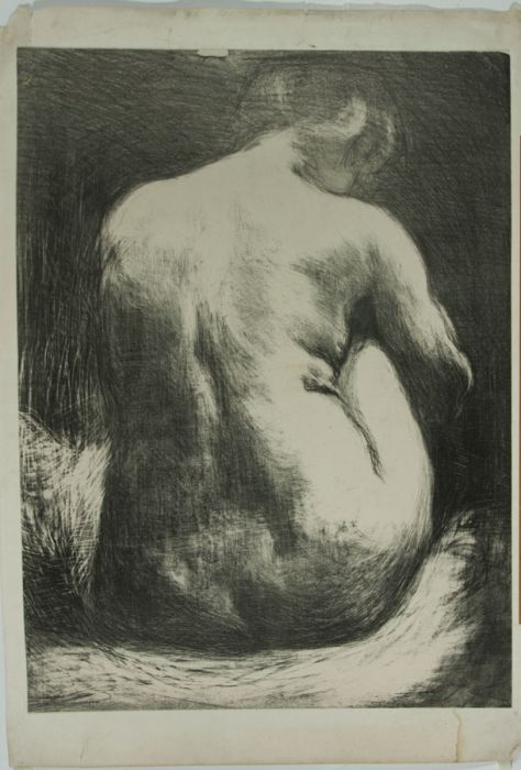 Louise C. Blair (b.1958) - Large Contemporary Linoprint, Hunched Nude