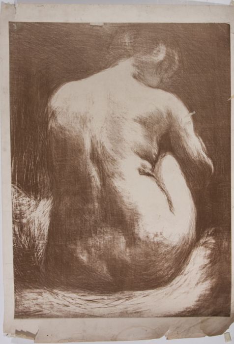 Louise C. Blair (b.1958) - Large Contemporary Linoprint, Hunched Nude