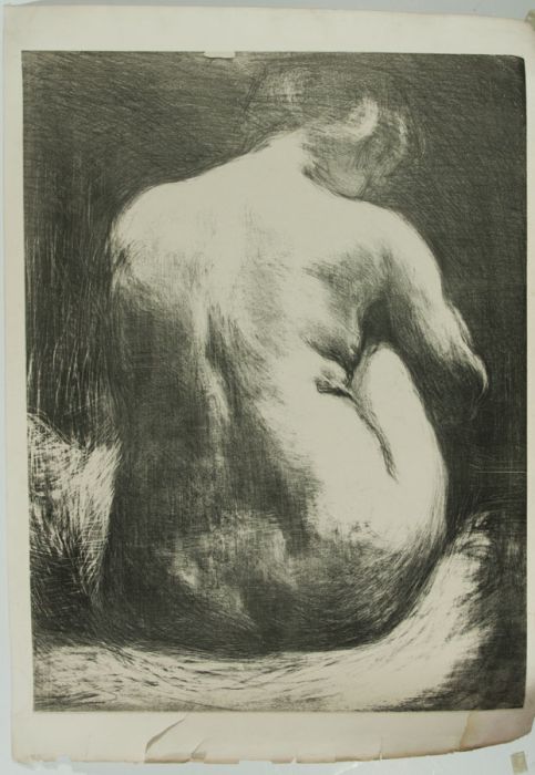 Louise C. Blair (b.1958) - Large Contemporary Linoprint, Hunched Nude