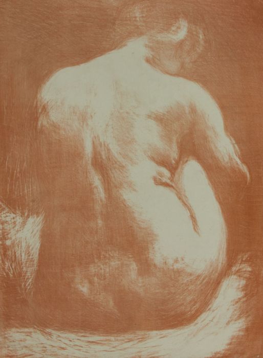 Louise C. Blair (b.1958) - Large Contemporary Linoprint, Hunched Nude