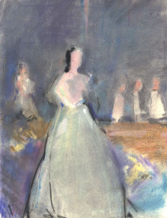 Gilbert Adams FRPS (1906-1996) - Mid 20th Century Pastel, Woman in a Ball Gown