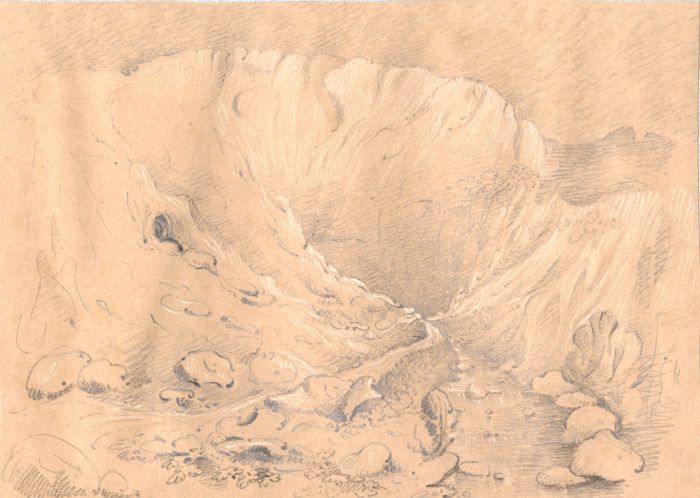 1836 Graphite Drawing - Vaucluse from near the Fountains