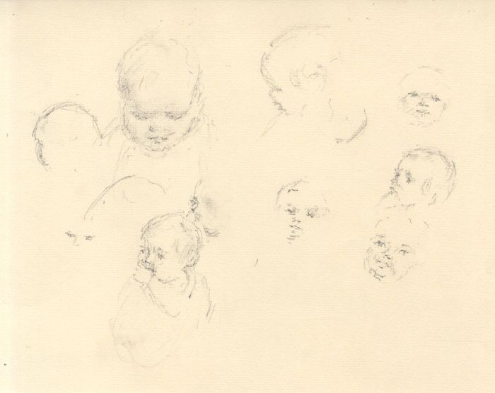 Maurice Feild (1905-1988) - Set of Two Charcoal Drawings, Portraits of a Baby