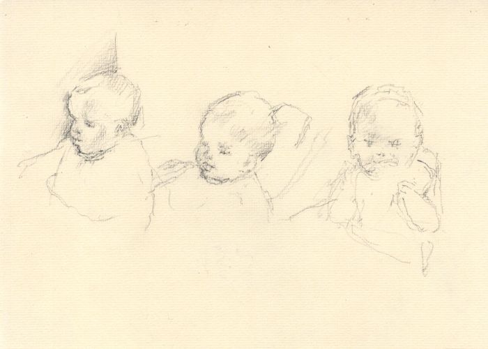 Maurice Feild (1905-1988) - Charcoal Drawing, Portraits of a Baby
