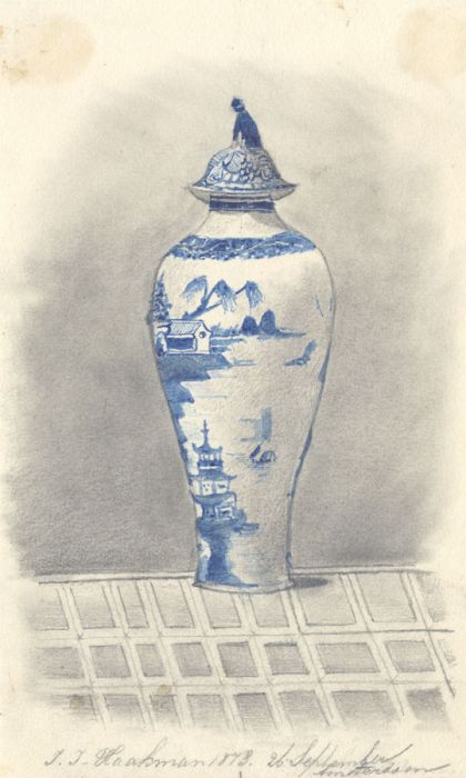 Jean Jacques Haakman - 1873 Watercolour, Study of a Chinese Vase