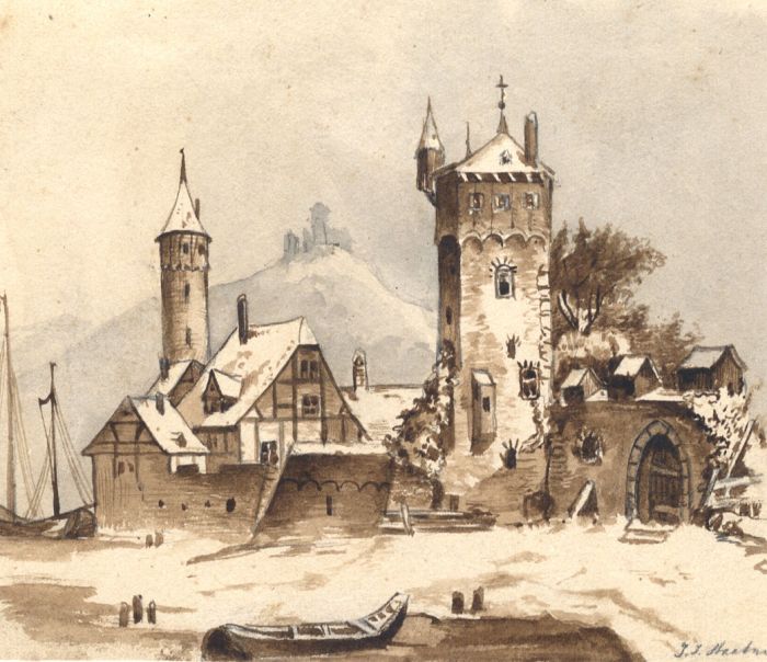 Jean Jacques Haakman - Late 19th Century Watercolour, Château in a Landscape