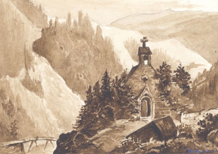Jean Jacques Haakman - Late 19th Century Watercolour, Chapel in a Landscape