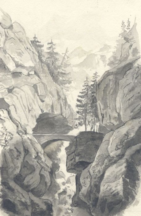 Jean Jacques Haakman - Late 19th Century Watercolour, Alpine Landscape