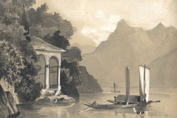 Jean Jacques Haakman - 1872 Watercolour, River Landscape