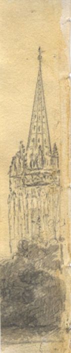 M. S. Jeffs - Fine Miniature Early 19th Century Pen and Ink Drawing, Cathedral