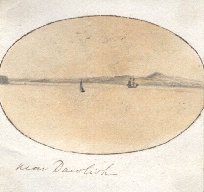 M. S. Jeffs - Fine Miniature Early 19th Century Pen and Ink Drawing, Nr. Dawlish