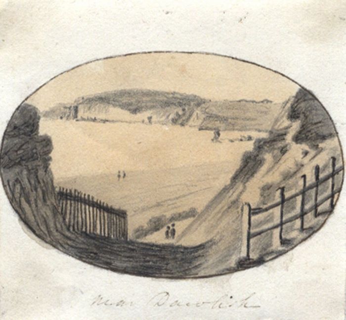 M. S. Jeffs - Fine Miniature Early 19th Century Pen and Ink Drawing, Nr. Dawlish