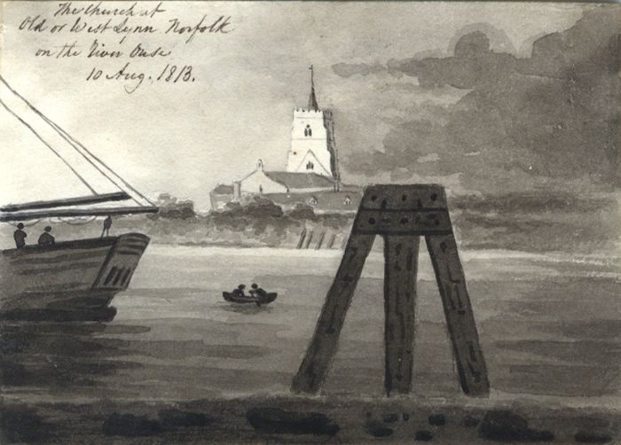 M. S. Jeffs - Fine 1813 Pen and Ink Drawing, River Ouse, Norfolk