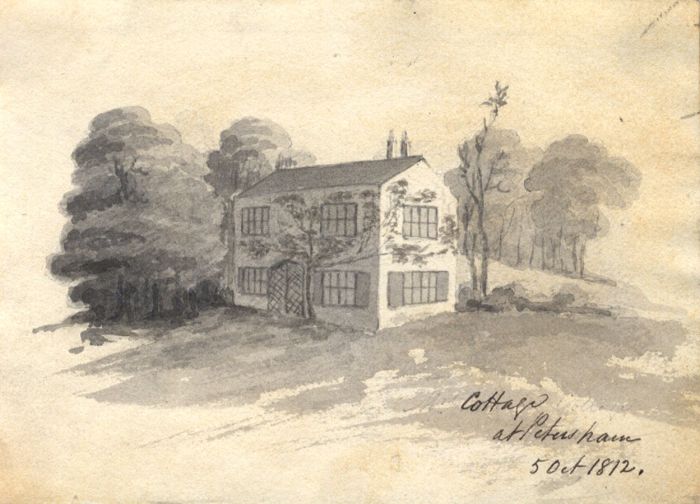 M. S. Jeffs - Fine 1812 Pen and Ink Drawing, Cottage at Petersham