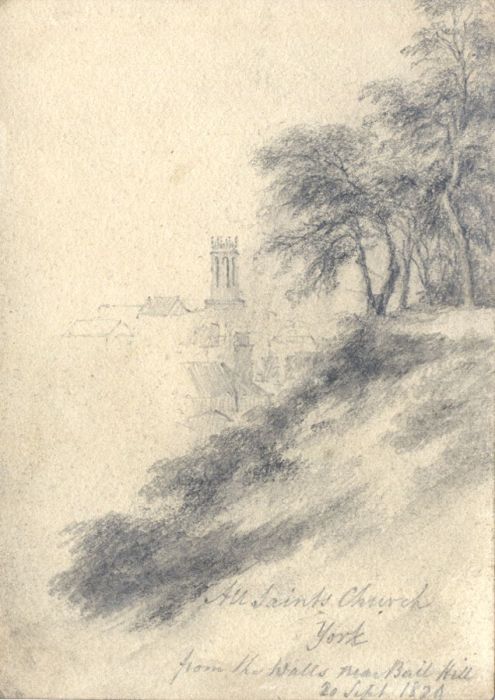 M. S. Jeffs - Fine 1824 Graphite Drawing, All Saints Church, York