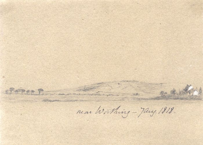 M. S. Jeffs - Fine 1818 Graphite Drawing, Landscape near Worthing