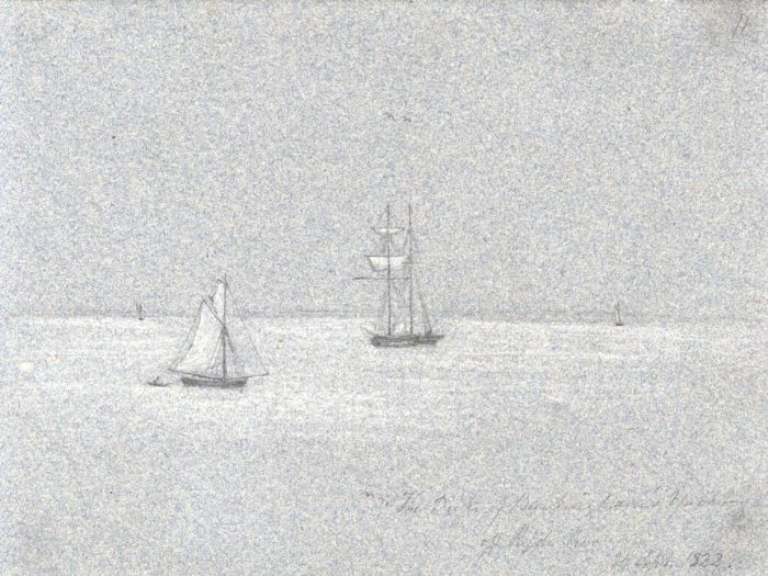 M. S. Jeffs - Fine 1822 Graphite Drawing, Duke of Buckingham's Yacht