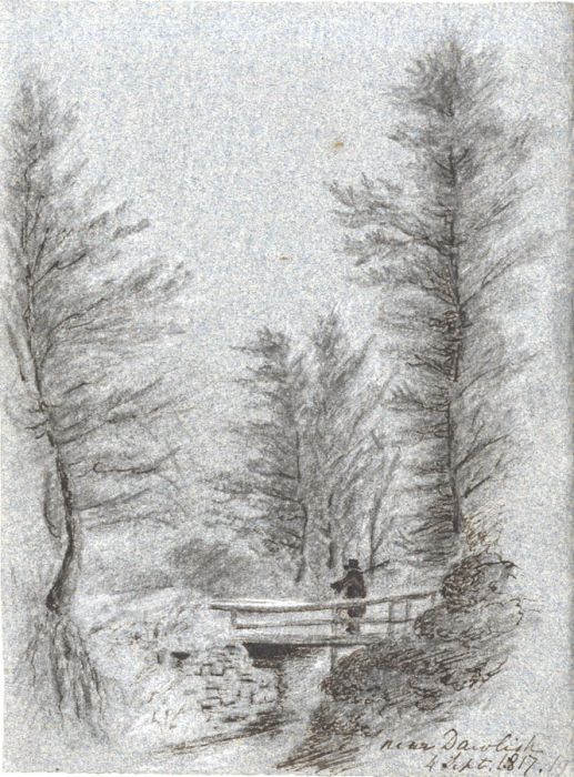 M. S. Jeffs - Fine 1817 Pen and Ink Drawing, River Landscape at Dawlish