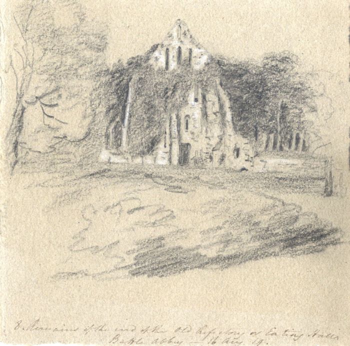 M. S. Jeffs - Fine Early 19th Century Graphite Drawing, Ruins at Battle Abbey