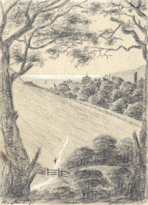 M. S. Jeffs - Fine Early 19th Century Graphite Drawing, View over Hastings