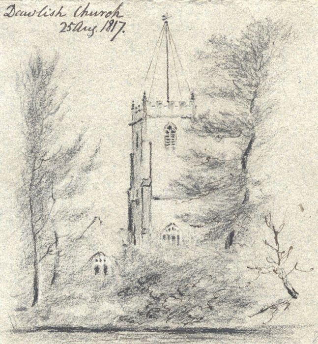 M. S. Jeffs - Fine 1817 Graphite Drawing, Dawlish Church