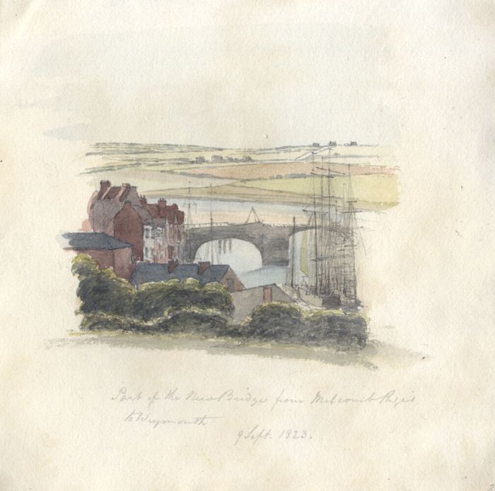 M. S. Jeffs - Fine 1823 Watercolour, Bridge at Melcomb Regis