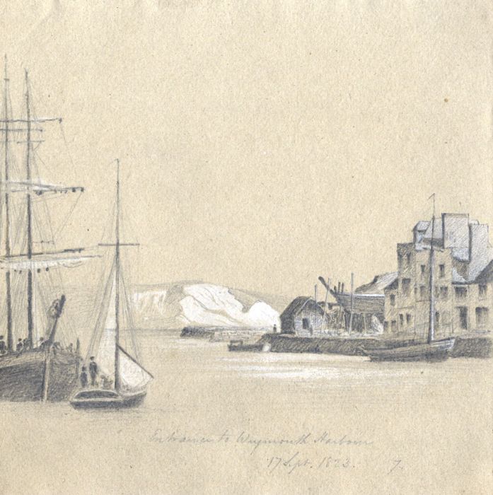M S Jeffs - Fine 1823 Graphite with Bodycolour, Entrance to Weymouth Harbour