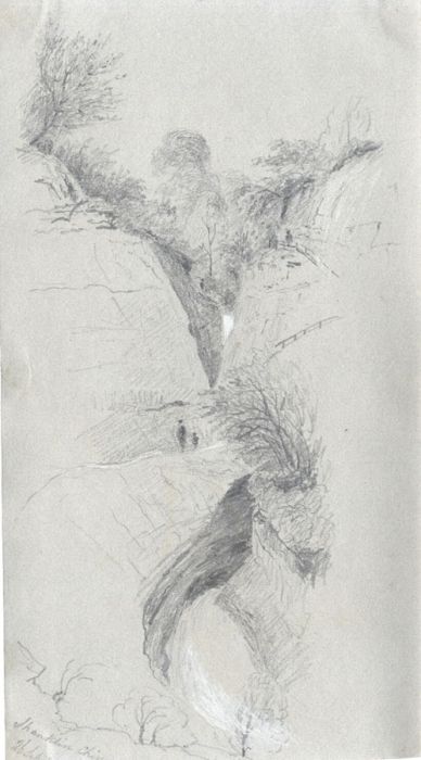 M. S. Jeffs - Fine 1832 Graphite Drawing, Shanklin Chine, Isle of Wight
