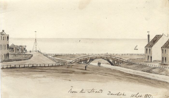 M. S. Jeffs - Fine Sepia 1817 Pen and Ink Drawing, From the Strand, Dawlish