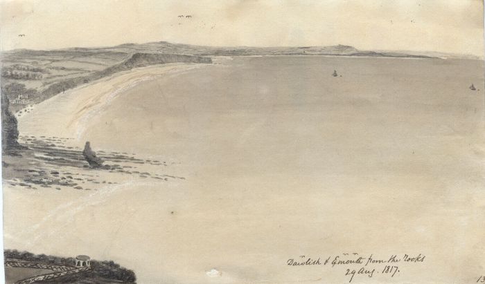 M. S. Jeffs - Fine 1817 Pen and Ink Drawing, Dawlish and Exmouth
