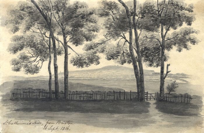 M. S. Jeffs - Fine 1816 Pen and Ink Drawing, Catherine's Hill from Brixton