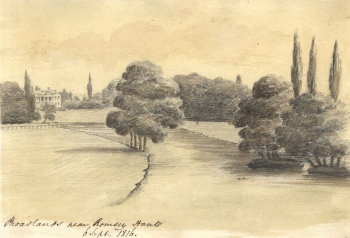M. S. Jeffs - Fine 1816 Graphite Drawing, Broadlands near Romsey, Hants