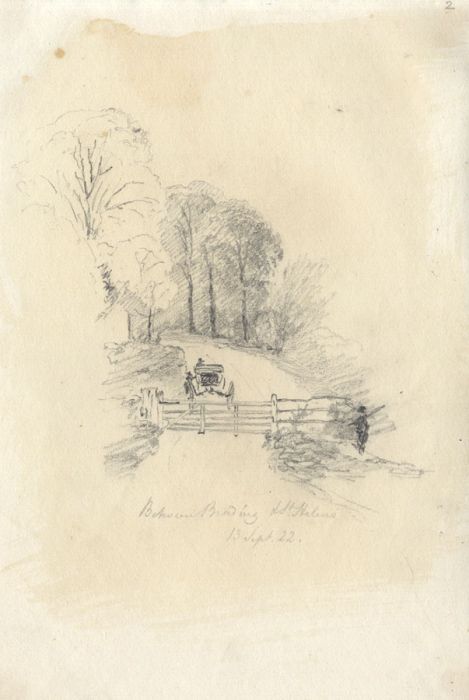 M. S. Jeffs - Fine 1822 Graphite Drawing, Horse and Cart at St. Helens