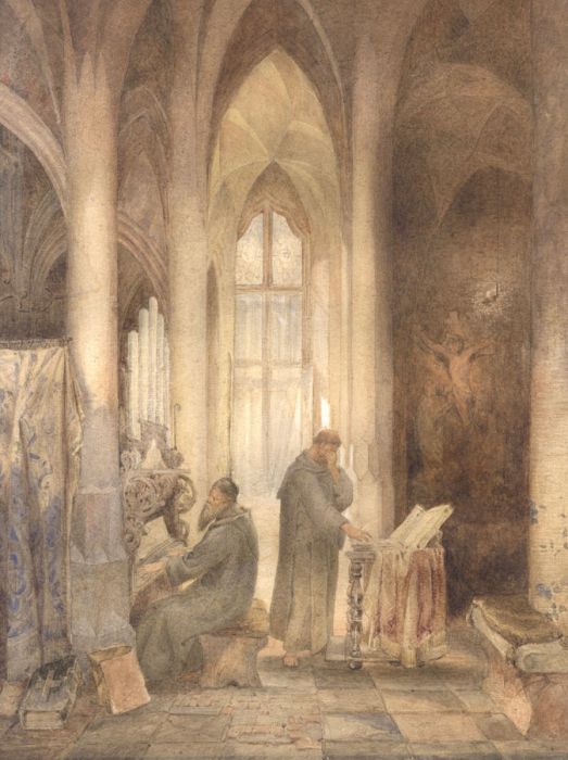Eduard von Grützner (1846-1925) - Fine Watercolour, In the Monastery Library