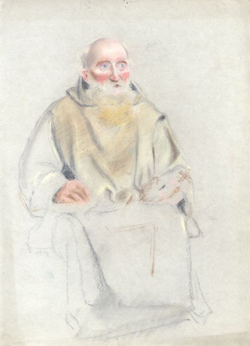 Frank L. Johnson - Early 20th Century Pastel, Rosy Cheeked Monk
