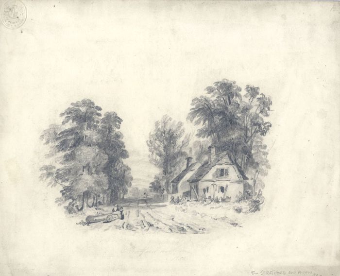 English School 1850 Graphite Drawing - Stratford on Avon