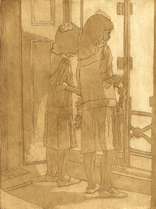 Anthea Stilwell - c.1970 Etching, Looking Out