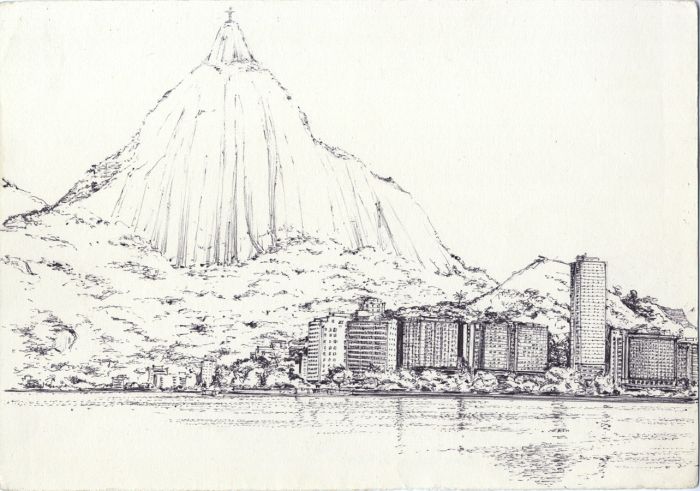 James Arnold Martin - Mid 20th Century Pen and Ink Drawing, Corcovado Mountain