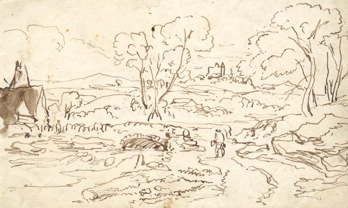 19th Century Pen and Ink Drawing - Landscape
